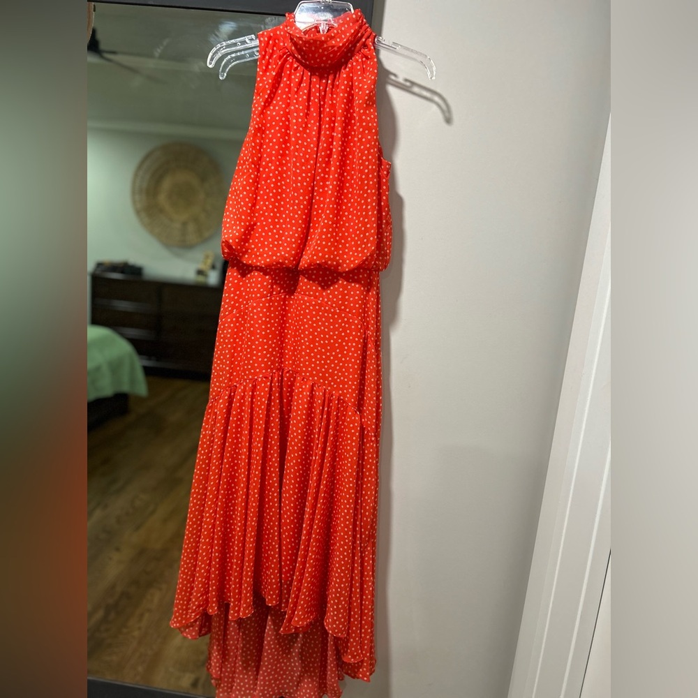 Taylor Vibrant Red Dress with White Dots